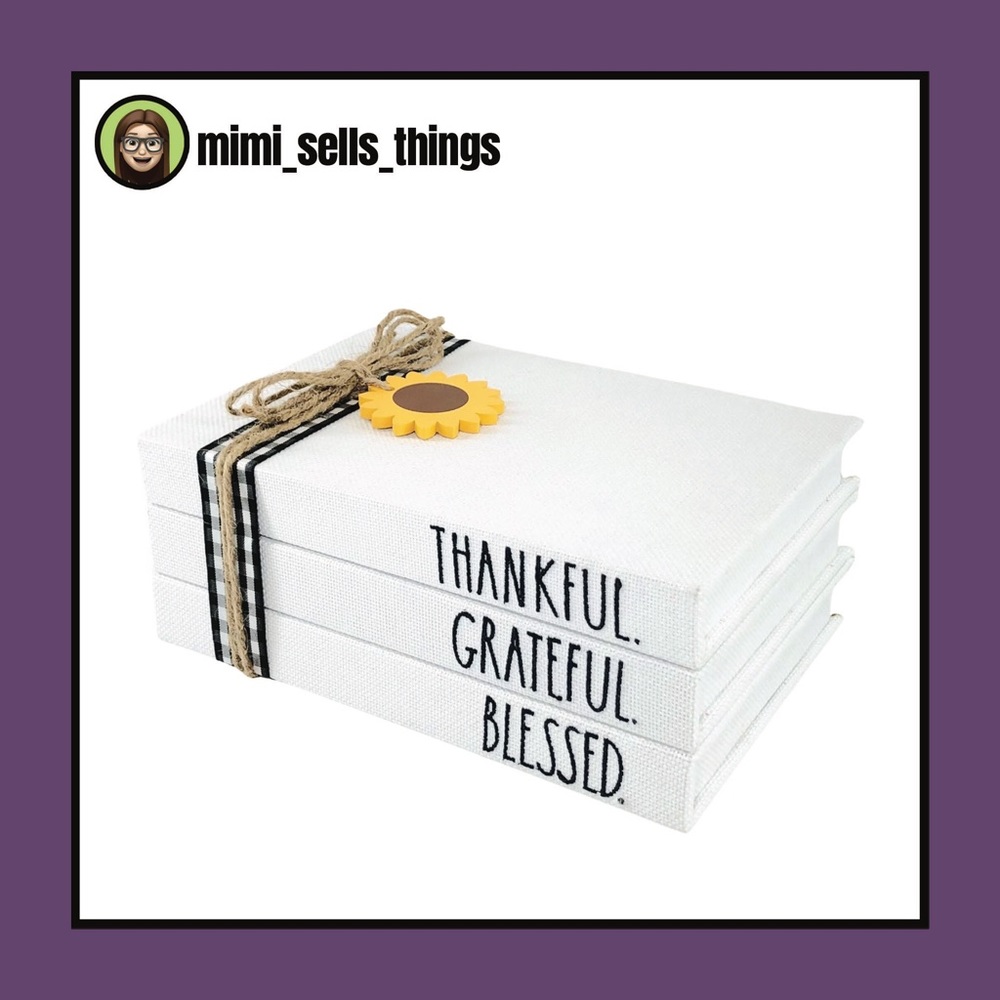 RAE DUNN FALL Thankful Grateful Blessed Book Stack